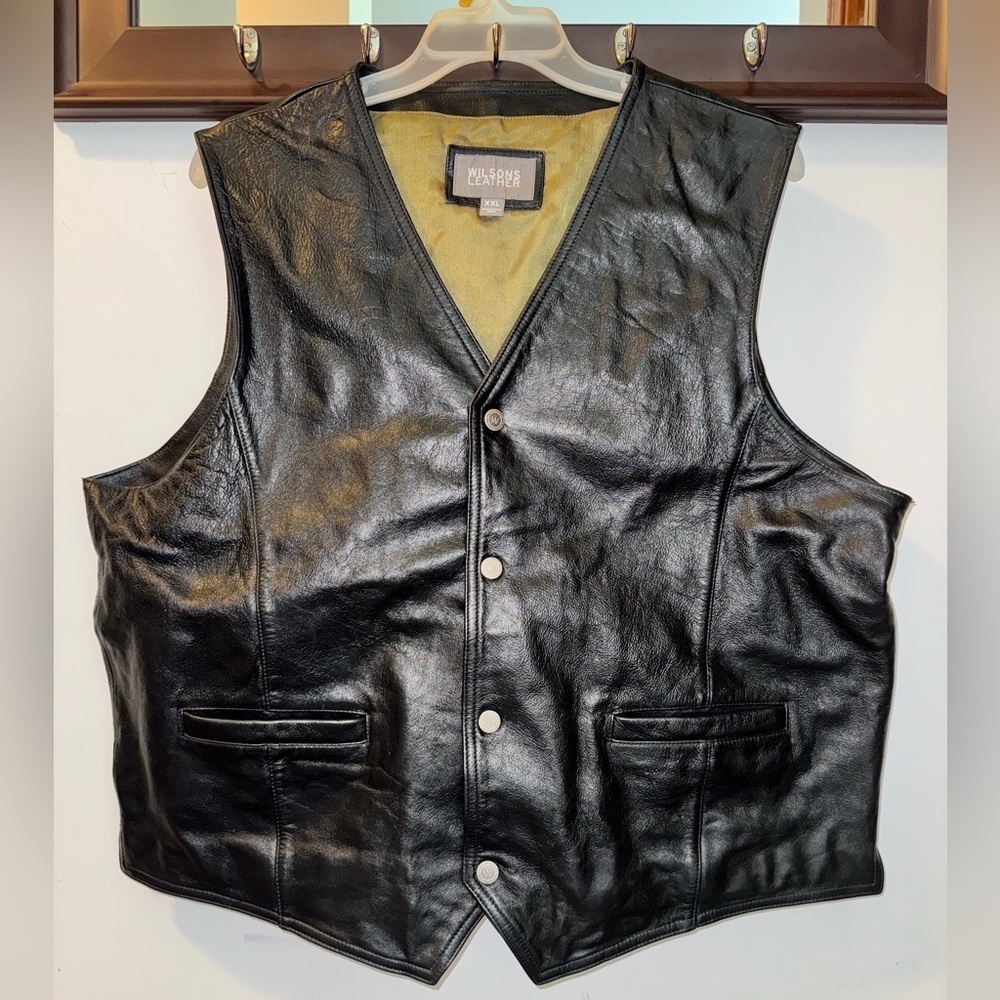 Wilsons Leather Men’s Black Motorcycle Vest Size XXL